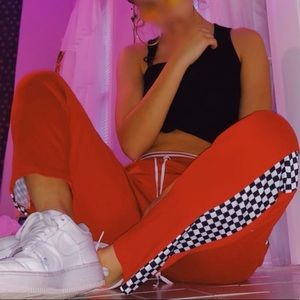 Red Checker Track Pants ‼️